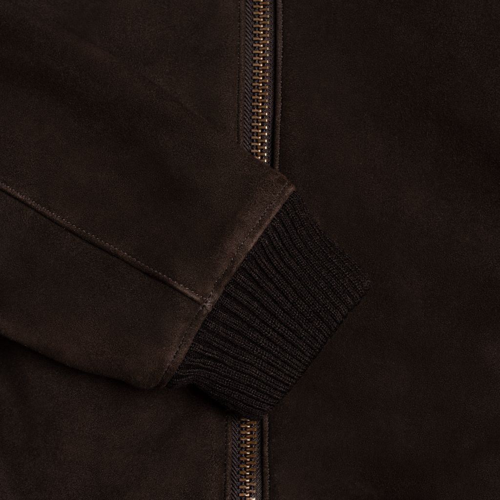 Men's Espresso Suede Bomber Jacket