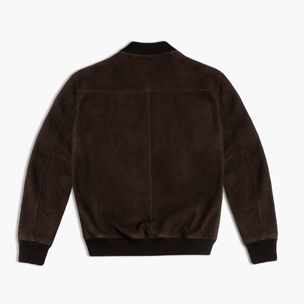 Men's Espresso Suede Bomber Jacket