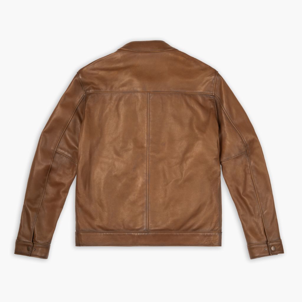 Stylish Walnut Racer Leather Jacket for Men