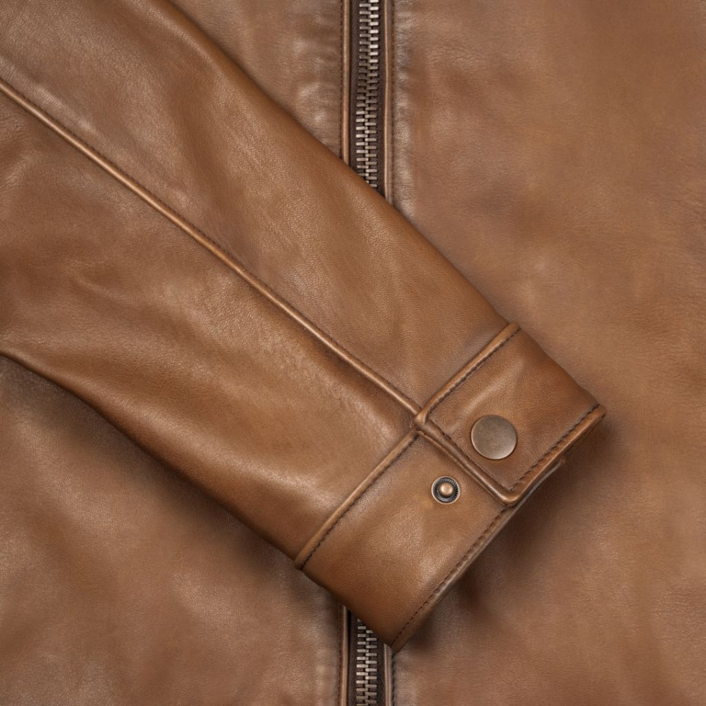 Stylish Walnut Racer Leather Jacket for Men
