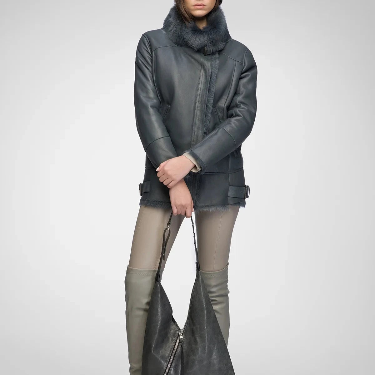 Dark Indigo Shearling Jacket