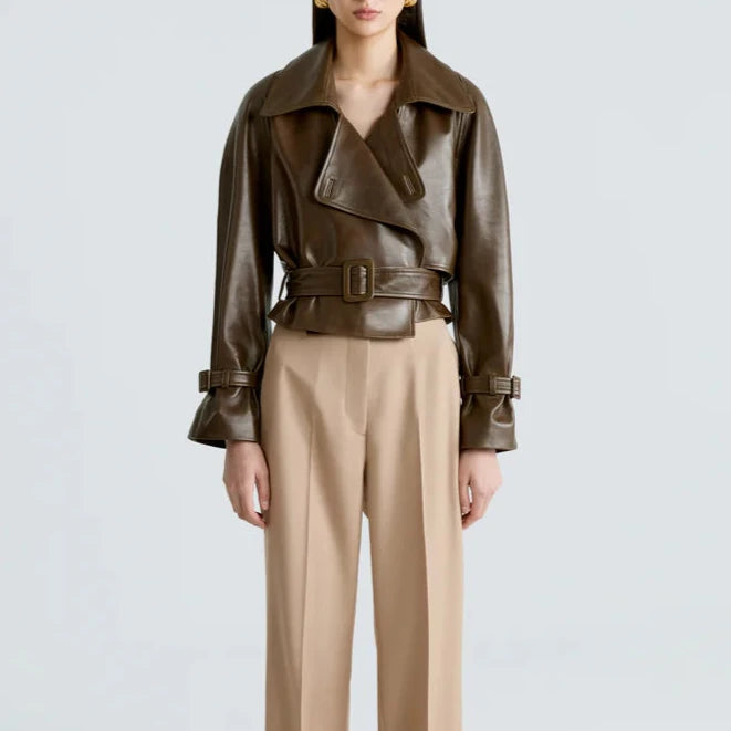 Niçoise Cropped Leather Jacket