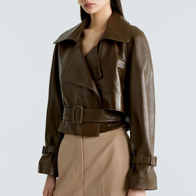 Niçoise Cropped Leather Jacket