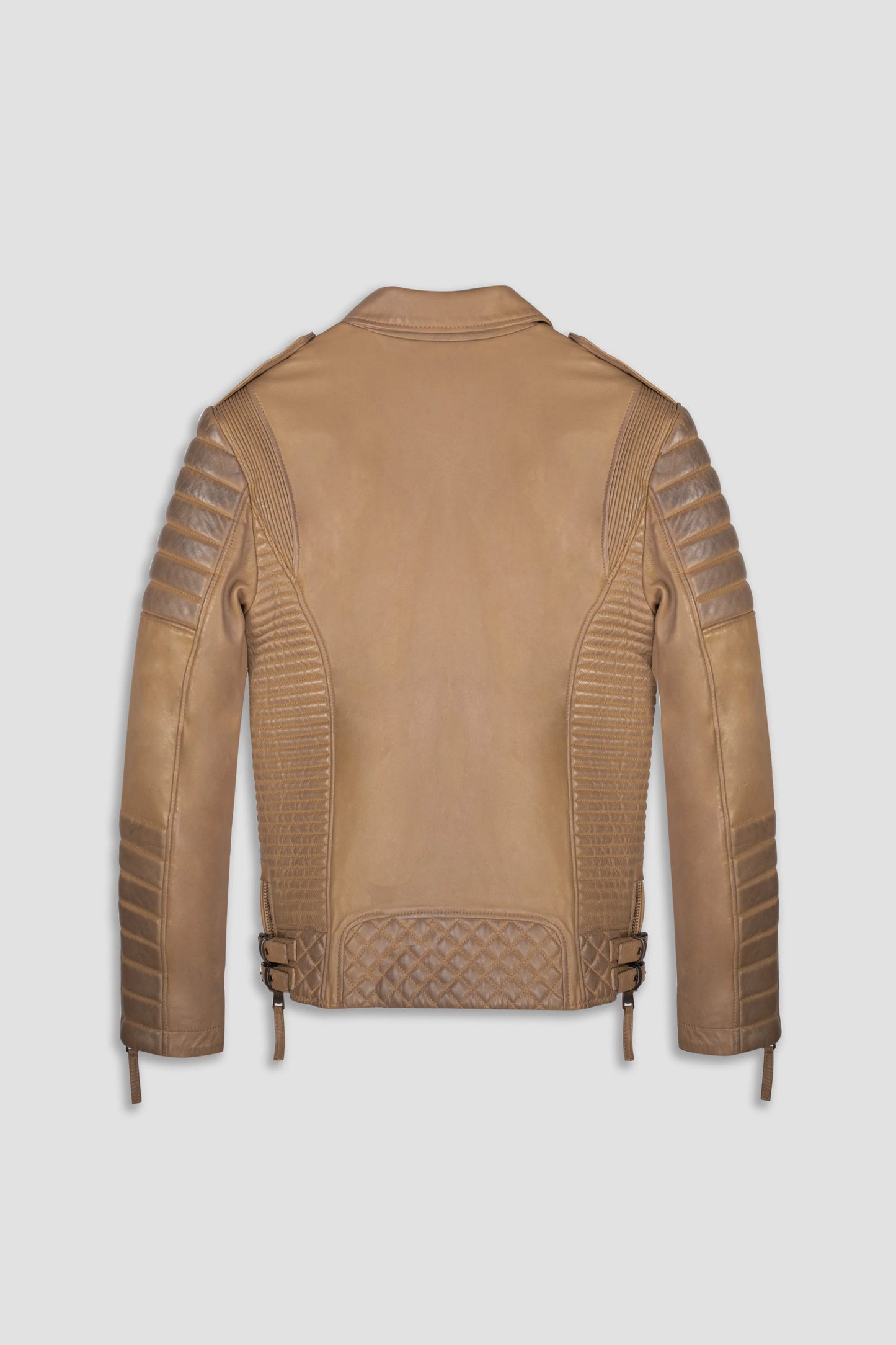 Desert Brown Waxed Biker Leather Motorbike Jacket