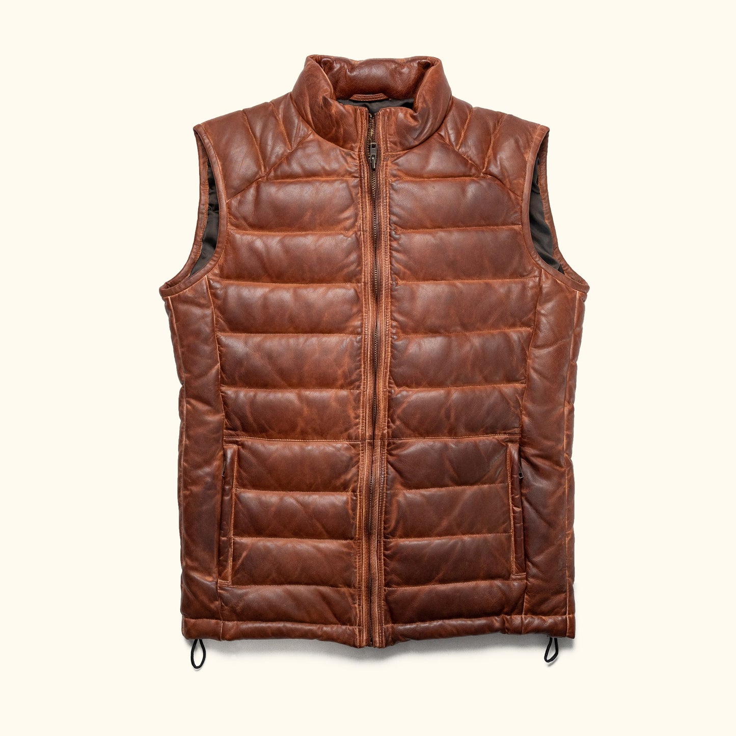 Bridger Light Brown Puffer Leather Vest