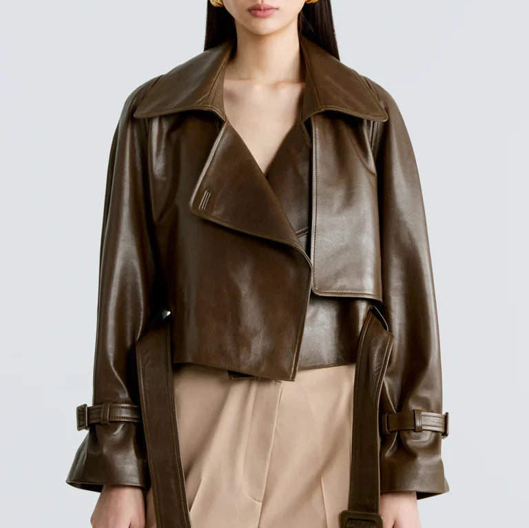 Niçoise Cropped Leather Jacket