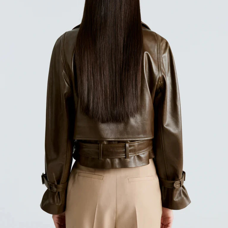Niçoise Cropped Leather Jacket
