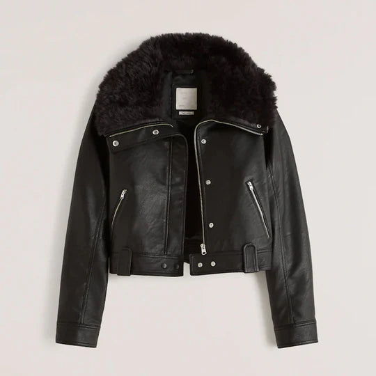 Black RAF B3 Sheepskin Shearling Aviator Leather Jacket