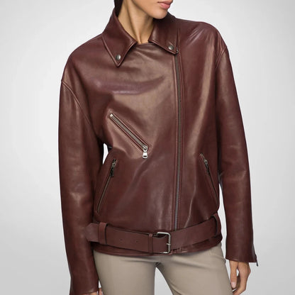 Cherry Red Biker Leather Jacket