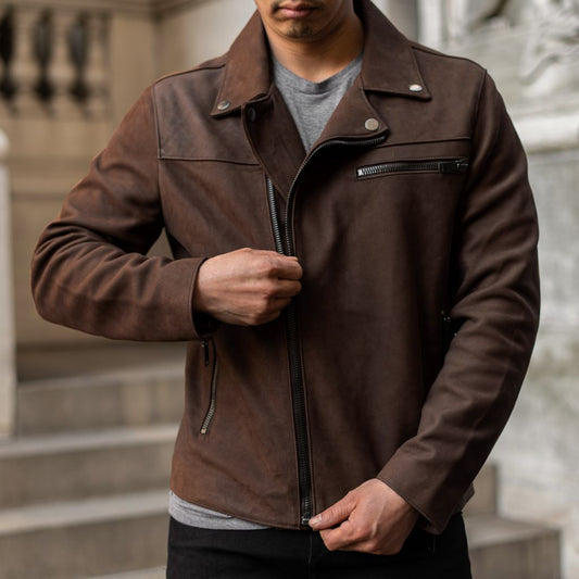 Bold Tobacco Motorcycle Leather Jacket for Men