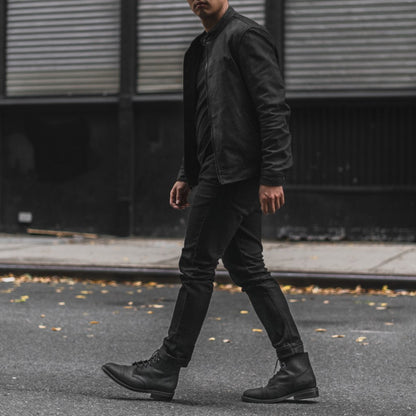 Men's Black Matte Racer Jacket - Sleek & Minimalist