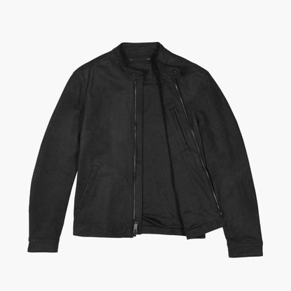 Men's Black Matte Racer Jacket - Sleek & Minimalist