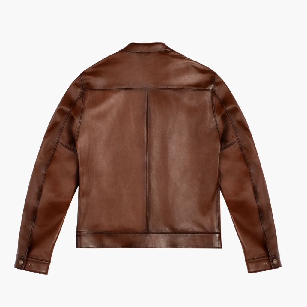 Men's Brandy Color Racer Jacket - Rich & Stylish