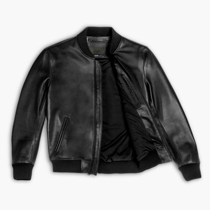 Men's Black Bomber Leather Jacket