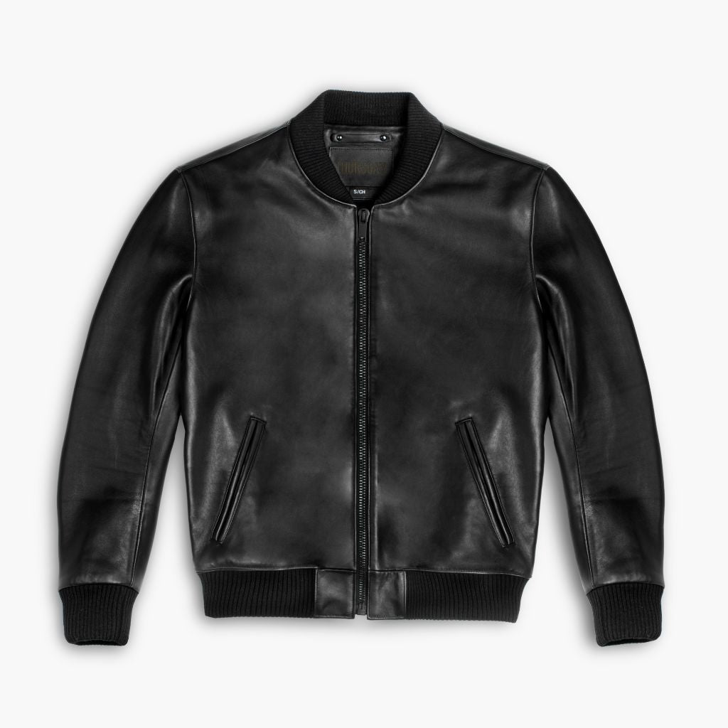 Men's Black Bomber Leather Jacket