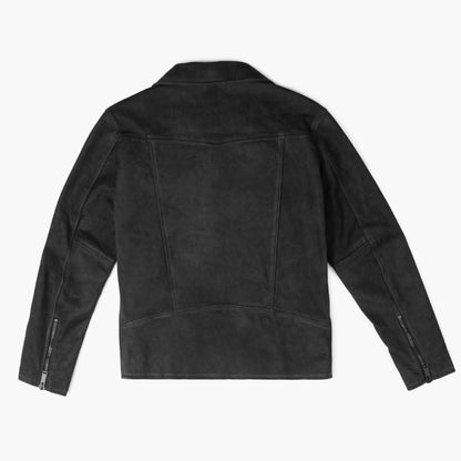 Black Matte Motorcycle Leather Jacket for Men