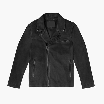 Black Matte Motorcycle Leather Jacket for Men