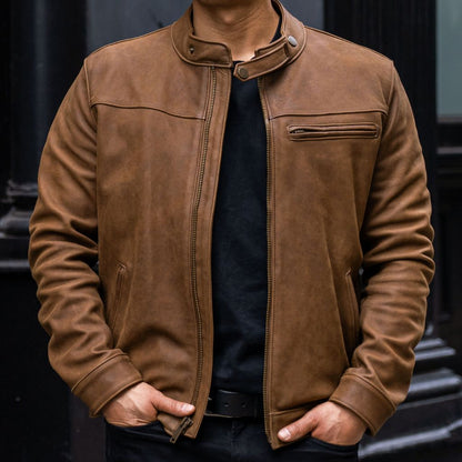 Copper Racer Leather Jacket for Men