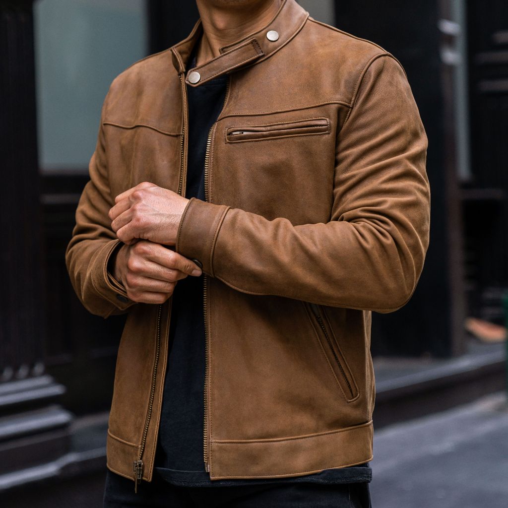 Copper Racer Leather Jacket for Men