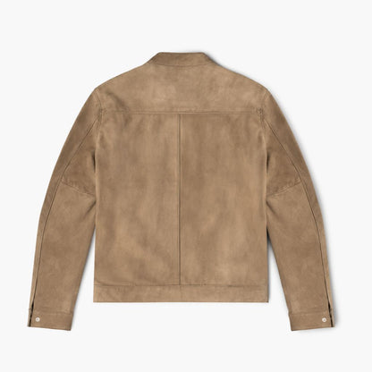 Men's Natural Suede Racer Jacket - Classic & Versatile