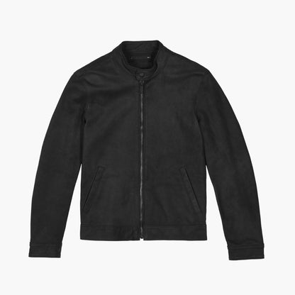 Men's Black Matte Racer Jacket - Sleek & Minimalist