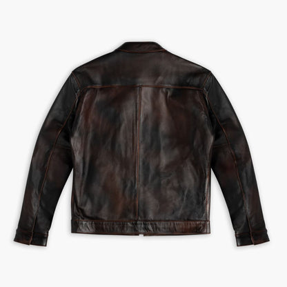 Men's Coffee Brown Leather Racer Jacket