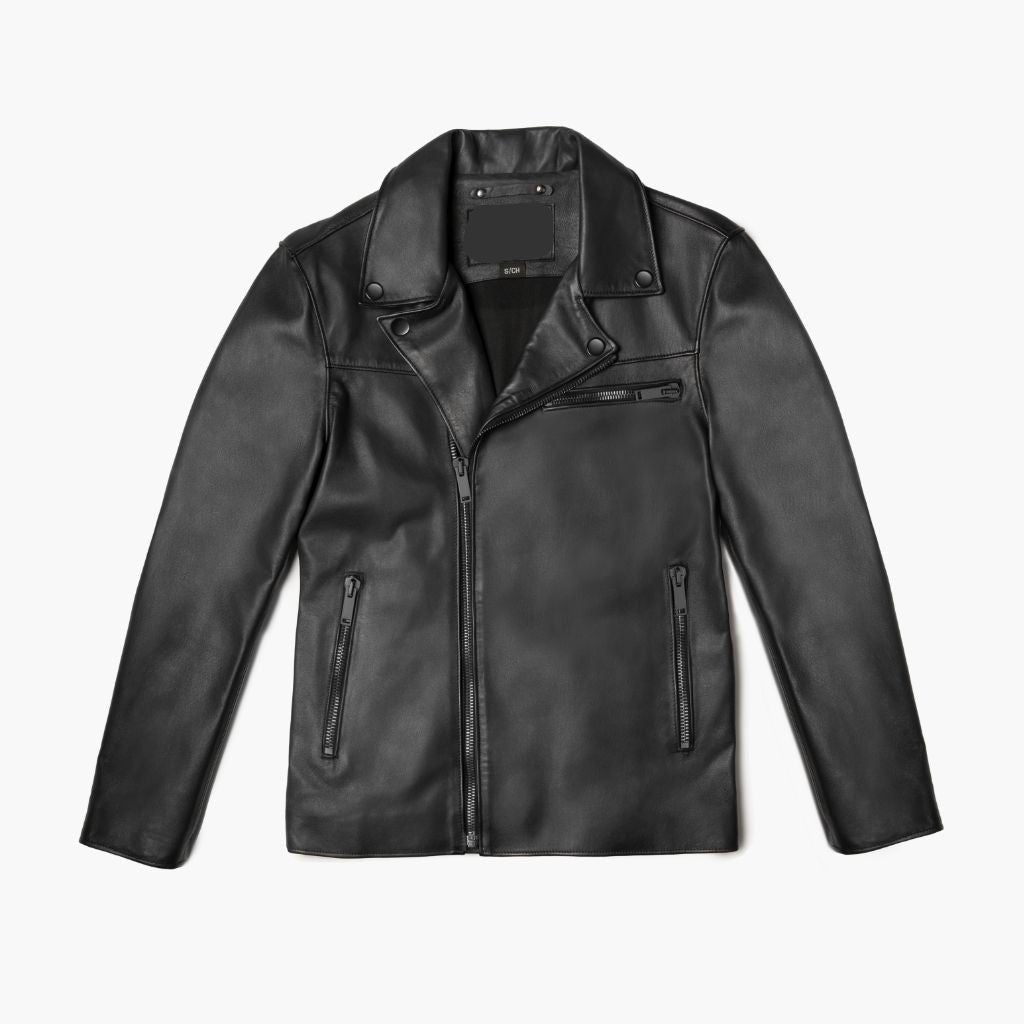 Classic Black Motorcycle Leather Jacket for Men