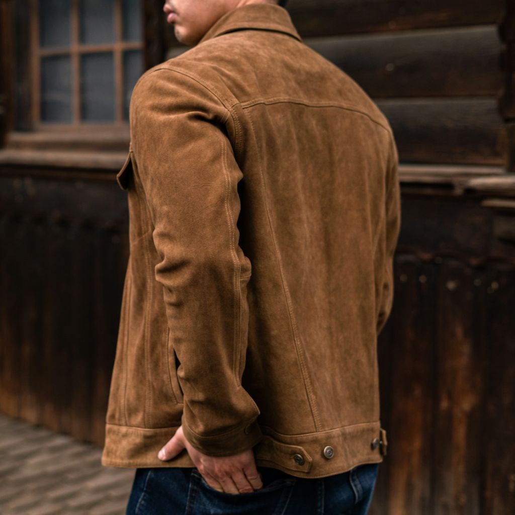 Trendy Dusty Suede Trucker Jacket for Men