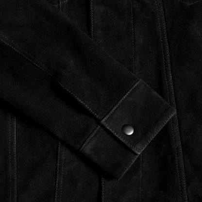 Classic Black Suede Trucker Jacket for Men