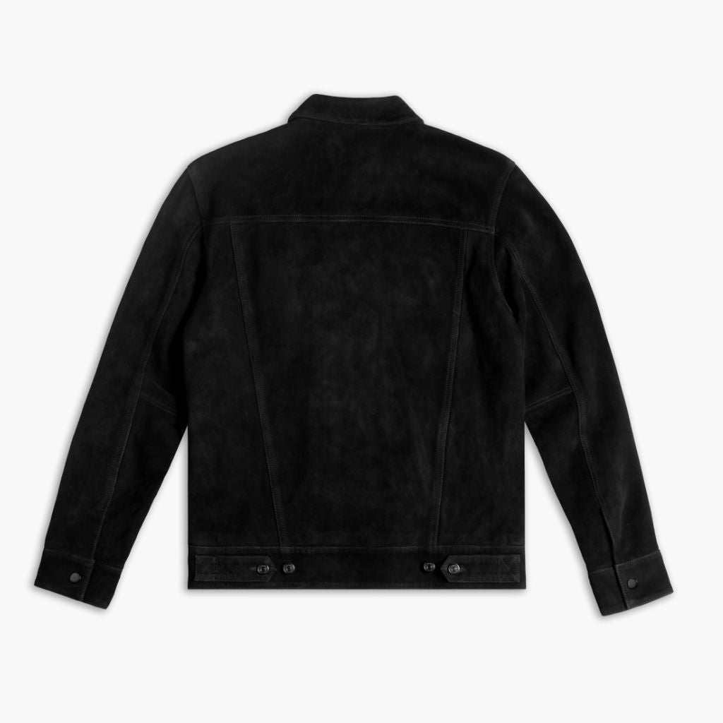 Classic Black Suede Trucker Jacket for Men