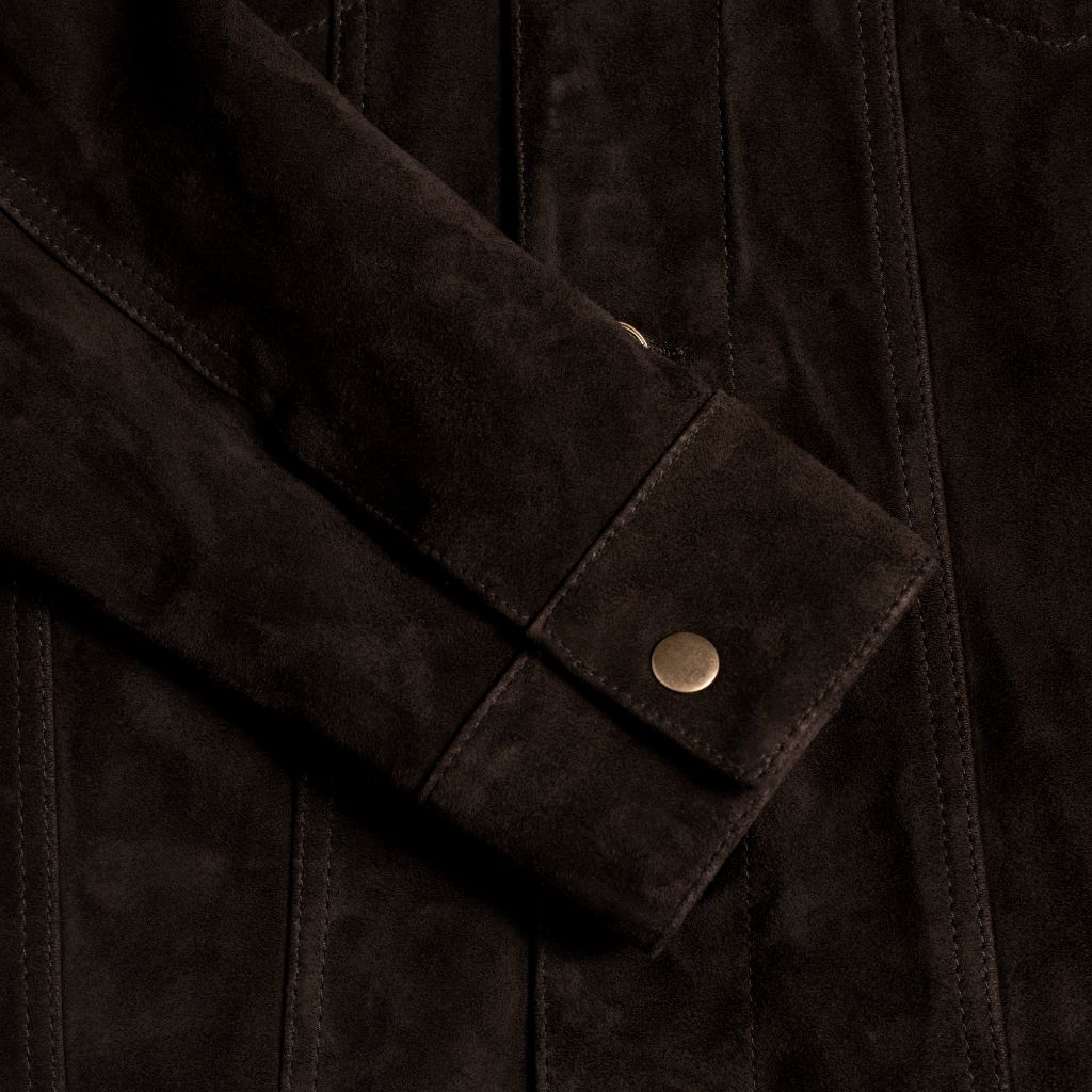 Stylish Chocolate Suede Trucker Jacket for Men