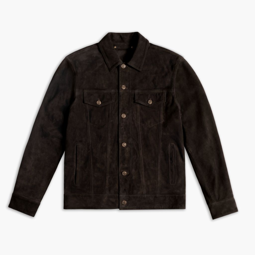 Stylish Chocolate Suede Trucker Jacket for Men