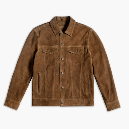 Trendy Dusty Suede Trucker Jacket for Men