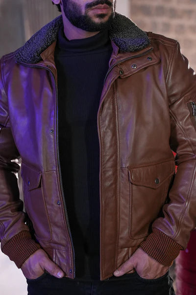 Flight Jacket with Fur Collar