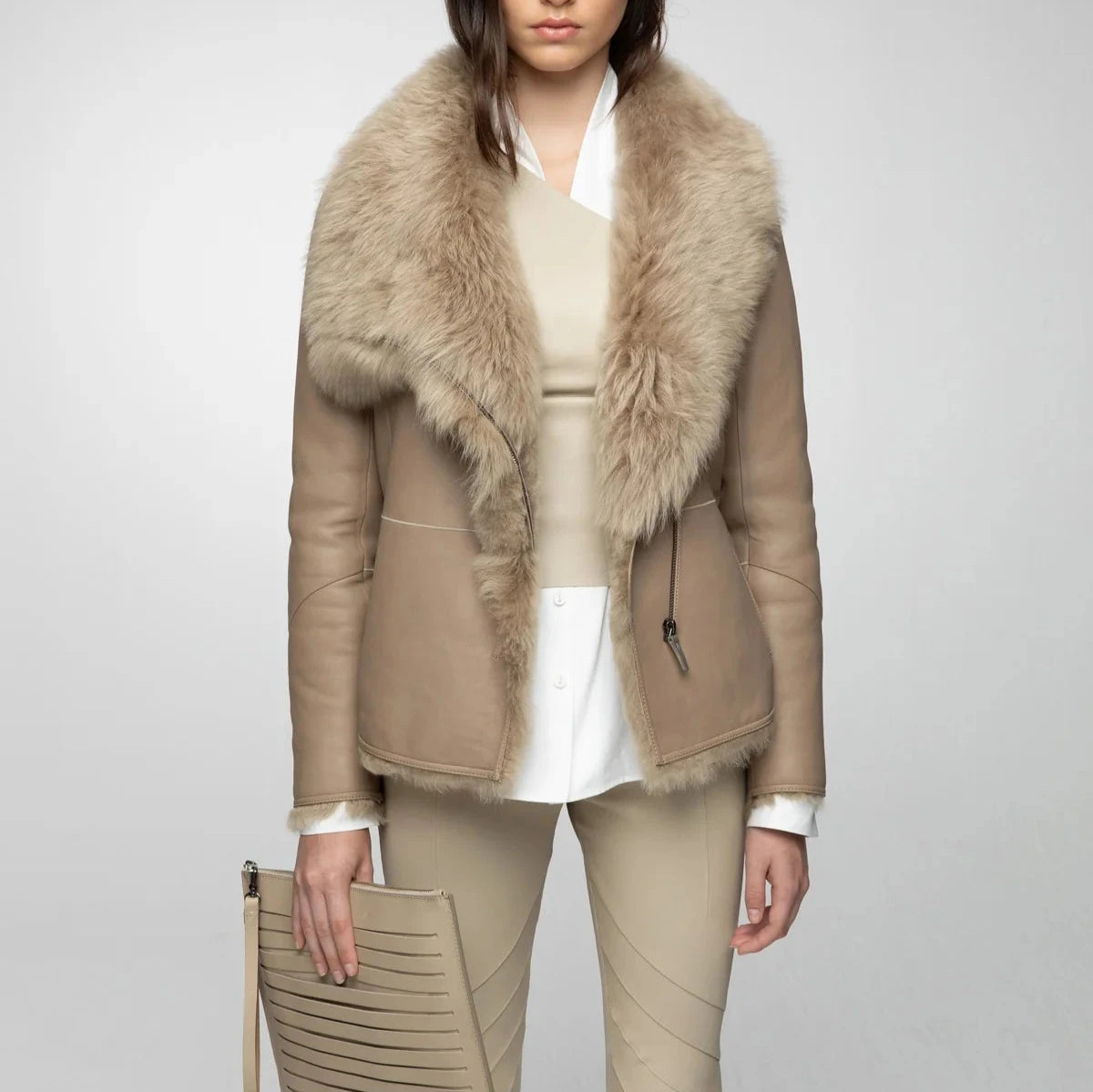 Beige Shearling Jacket