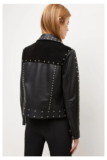 Spiked Studded Leather Biker Jacket