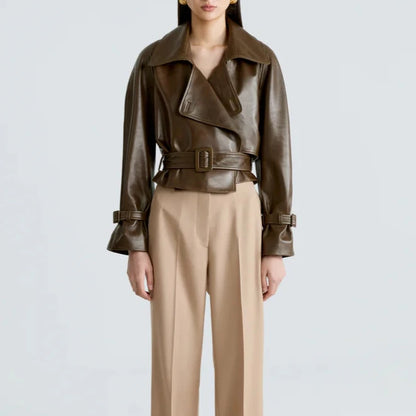 Niçoise  Cropped Leather Jacket