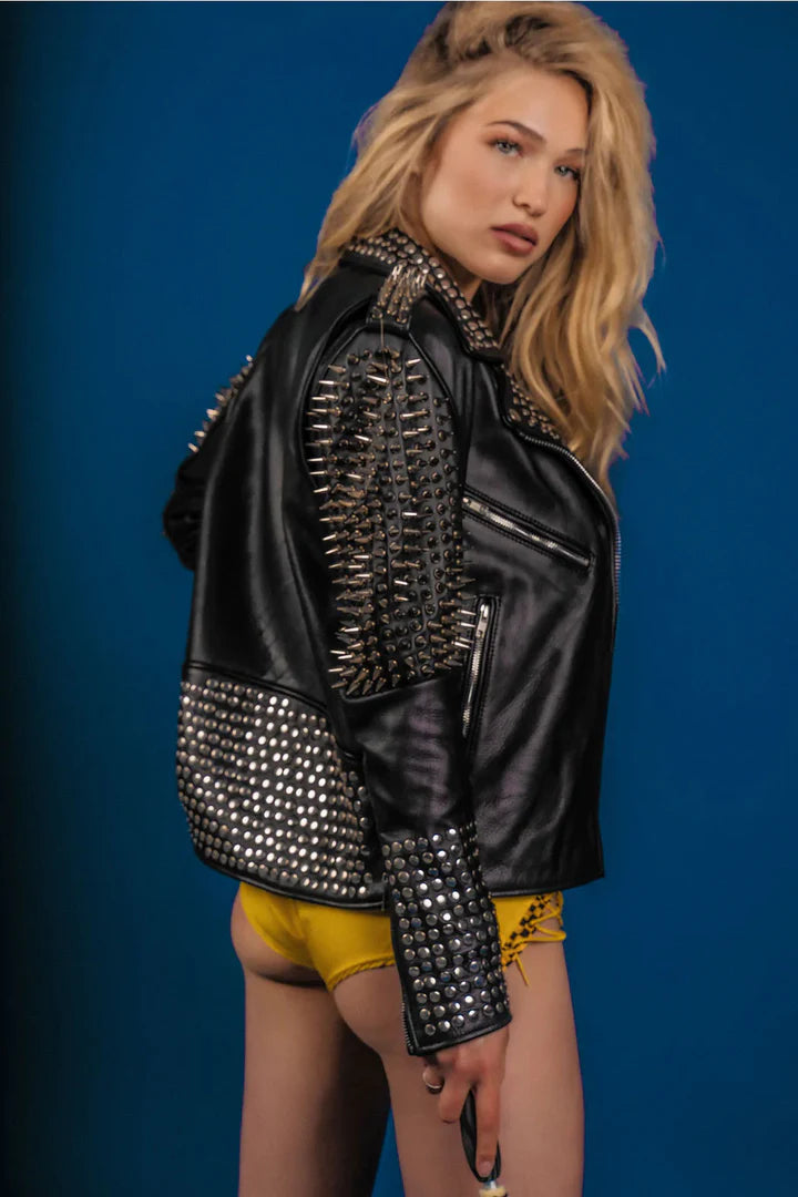 Spiked Studded Black Leather Jacket