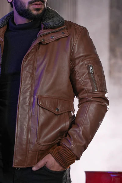 Flight Jacket with Fur Collar