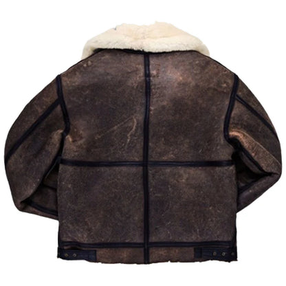 B-3 Hooded Sheepskin Leather Bomber Jacket