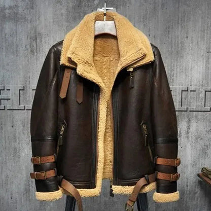 Men's B3 Flight Sheepskin Aviator Fur Shearling Leather Jacket