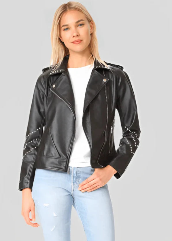 Studded Leather Biker Jacket