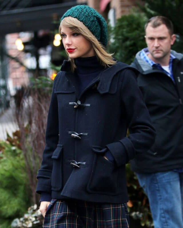 Taylor Swift Hooded Blue Wool Coat