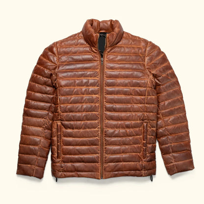 Bridger Light Brown Puffer Leather Jacket