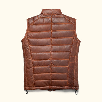 Bridger Light Brown Puffer Leather Vest