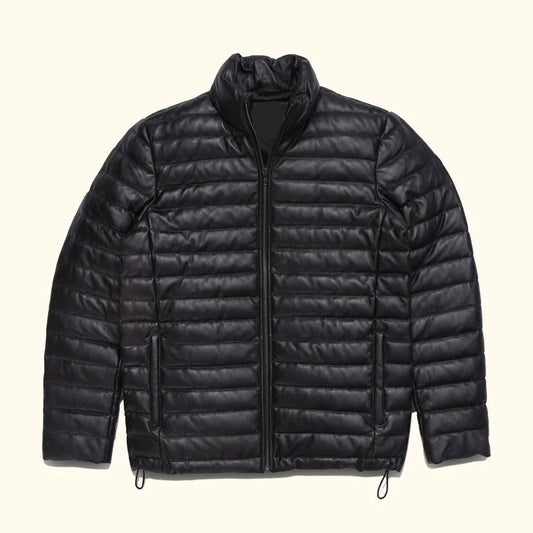 Bridger-Style Black Puffer Leather Jacket