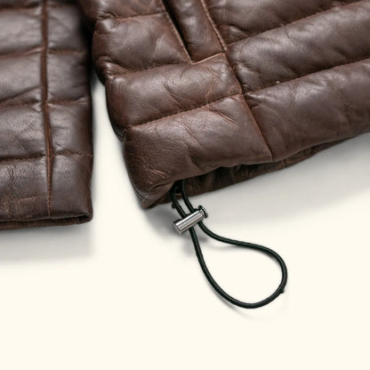 Bridger Dark Brown Puffer Leather Jacket