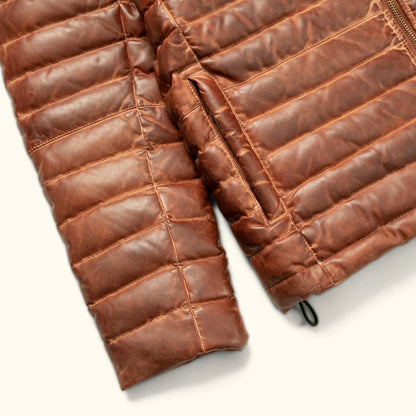 Bridger Light Brown Puffer Leather Jacket