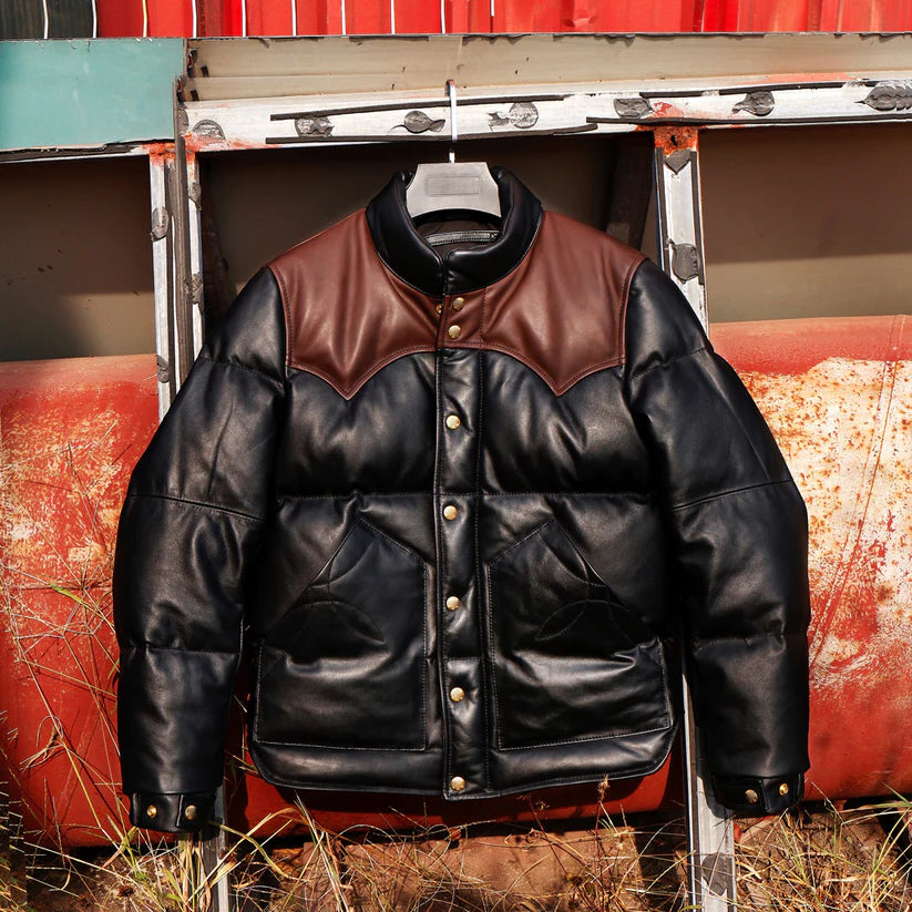 Black Designer Puffer Leather Jacket – Timeless & Chic