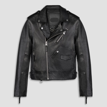 Classic Black Biker Leather Jacket